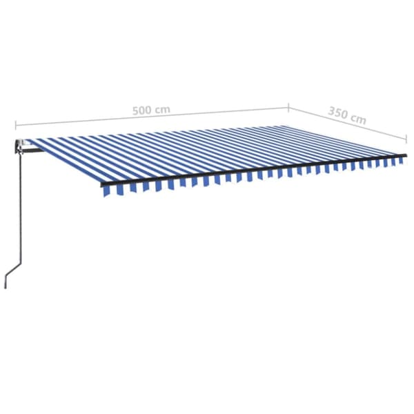 Automatisk markis med vindsensor & LED 500x350 cm blå och vit