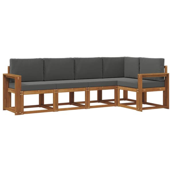 Utomhussoffset med kudde 5 pcs Naturlig och Antracit