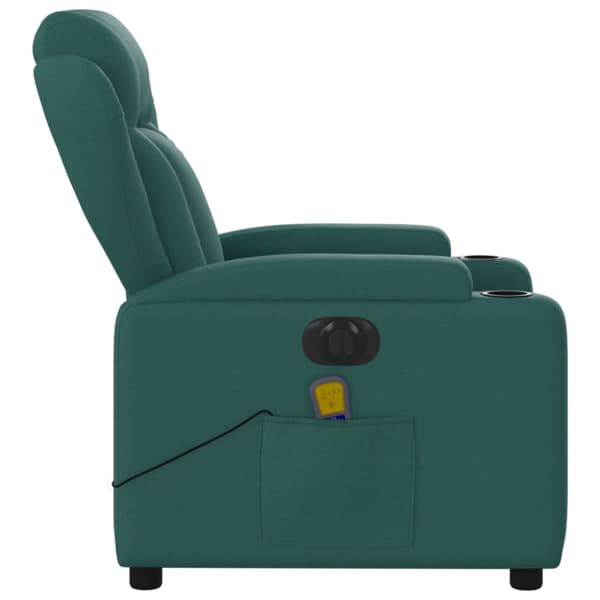 Elektrisk massagefåtölj mörkgrön tyg