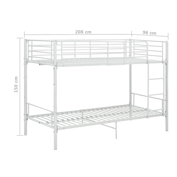 Våningssäng vit metall 90x200 cm