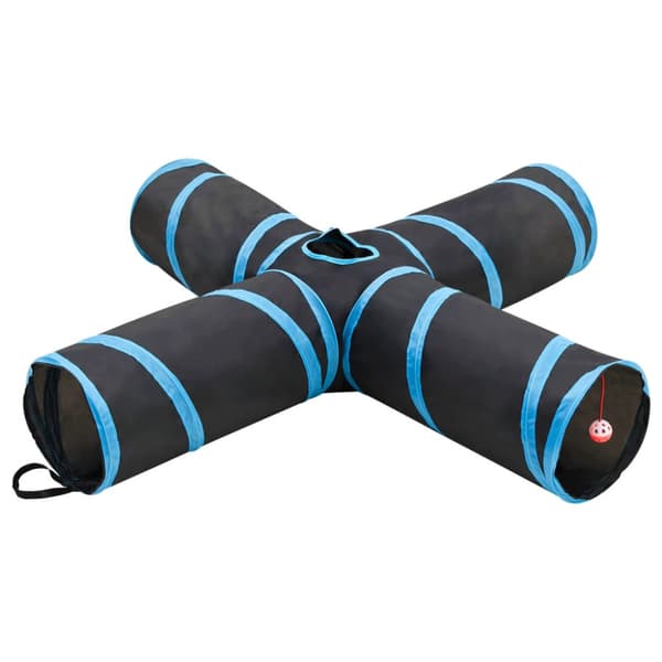 4-vägs kattunnel svart och blå 132 cm polyester