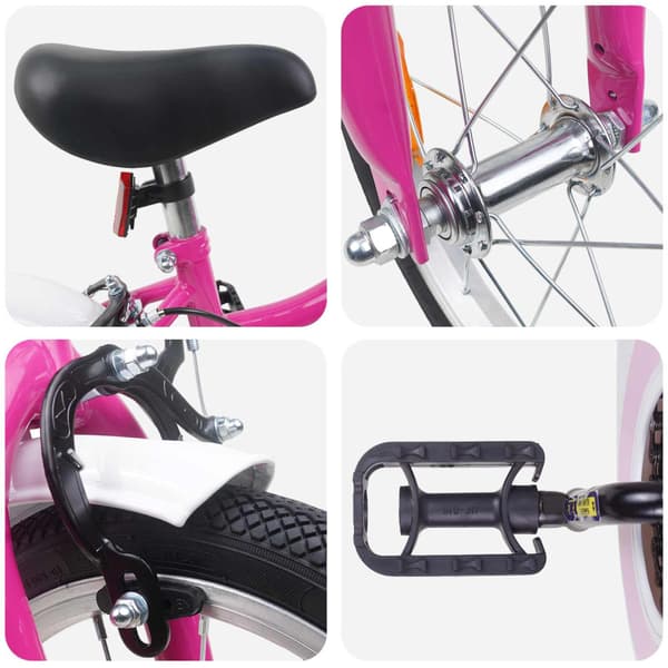 Barncykel 12 Tum för 2-4 åringar Rosa Vit