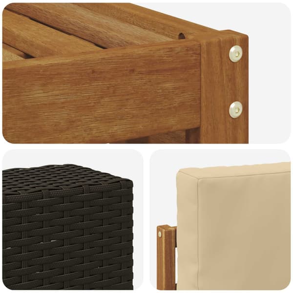 Utomhussoffset med kudde 6 pcs Naturlig och Beige