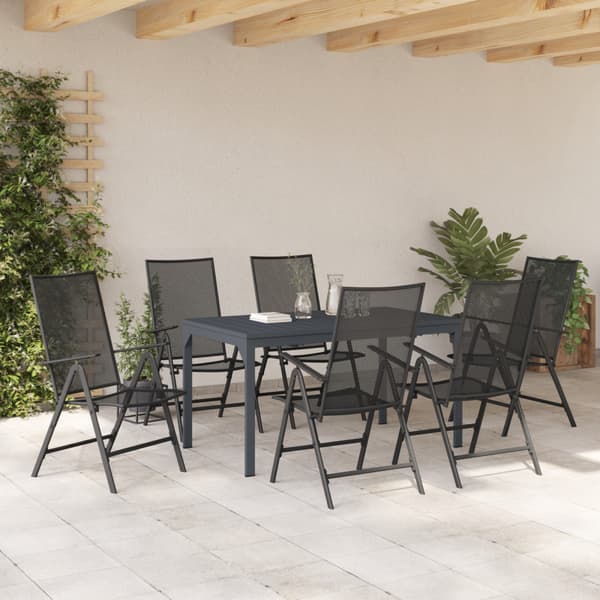 Trädgårdsmöbelset 7 pcs Antracit Pulverlackerad stål