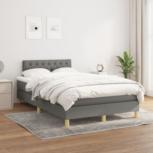 Ramsäng med madrass mörkgrå 120x190 cm tyg
