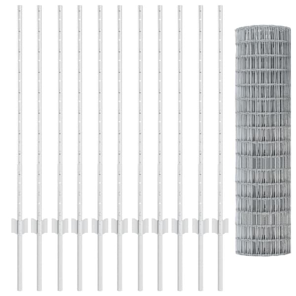 Stängsel med stolpe Silver 1 x 25 m Stål