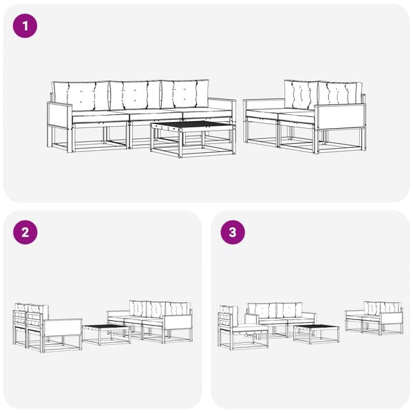 Utomhussoffset med kudde 6 pcs Naturlig och Ljusgrå