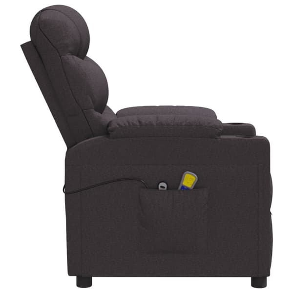 Elektrisk massagefåtölj mörkbrun tyg