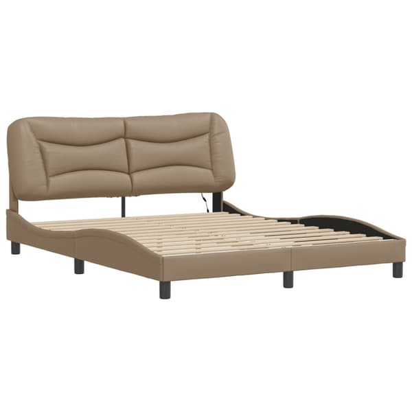 Bed Frame with LED without Mattress "Hvar" Cappuccino 160x200 cm