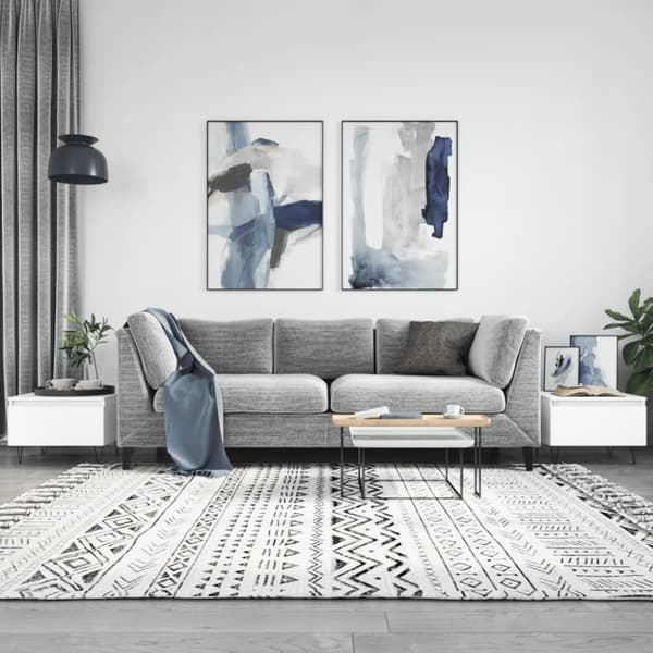Soffbord 2 st vit 50x46x35 cm konstruerat trä