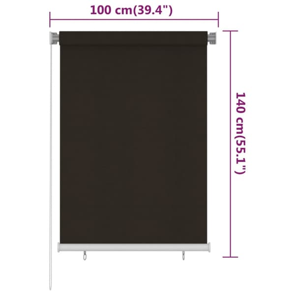 Rullgardin utomhus 100x140 cm brun HDPE