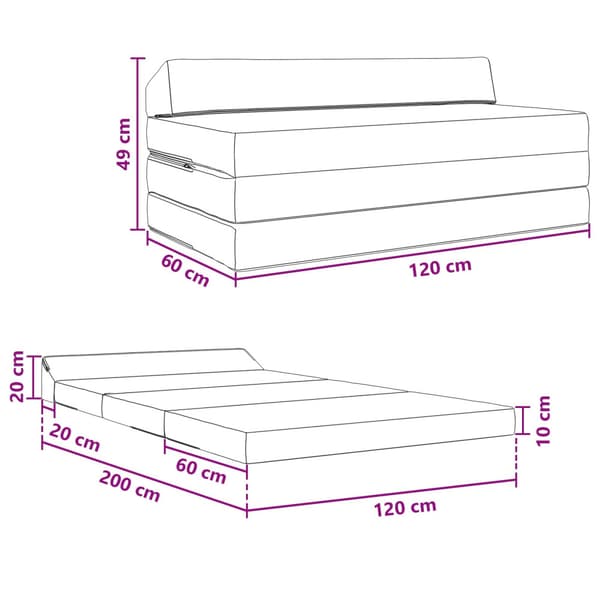 Fällbar Soffbed Mörkgrå 120 x 60 x 49 cm Tyg