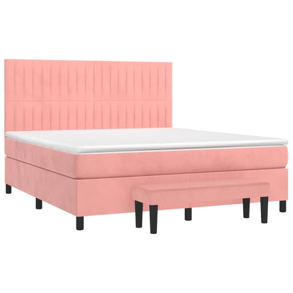 Ramsäng med madrass rosa 160x200 cm sammet