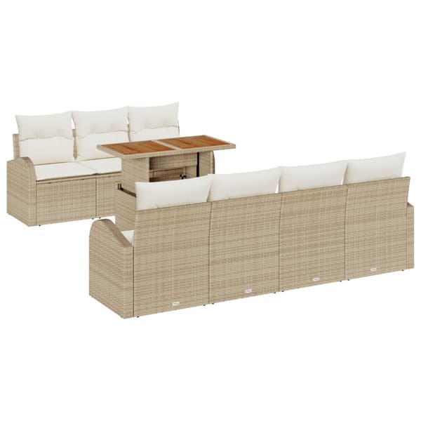 Trädgårdsoffset med lagring 8 pcs Beige Poly rattan