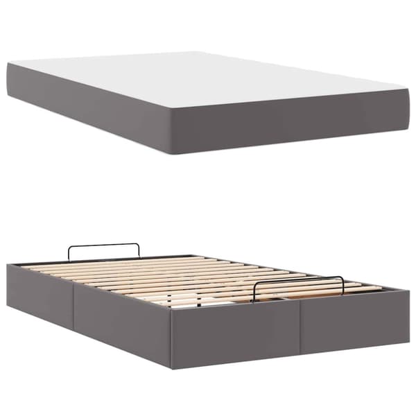 Sängram med madrass Övrigt 2 pcs Grå PVC