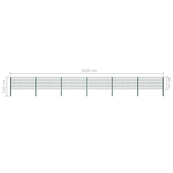 Staketpanel med stolpar järn 1040x80 cm grön