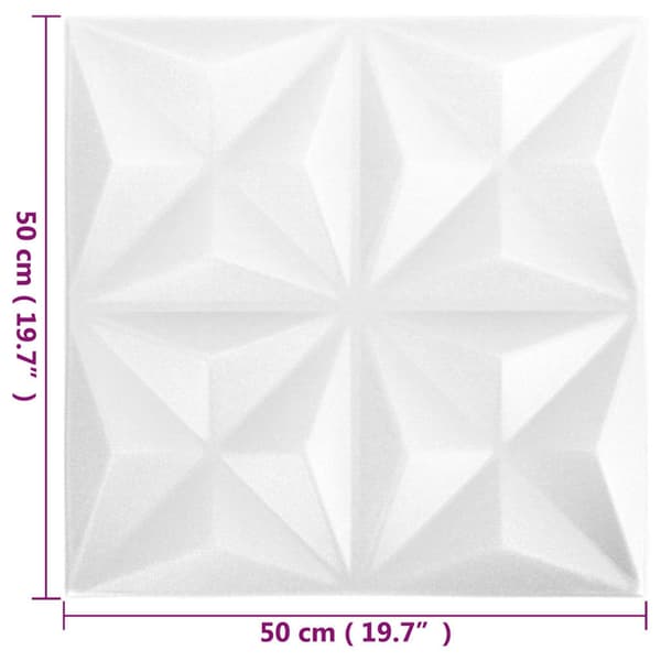 3D Väggpaneler 24 st 50x50 cm origami vit 6 m²
