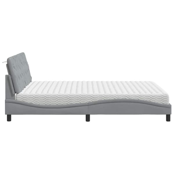 Bed with Mattress Light Grey 160x200 cm Fabric