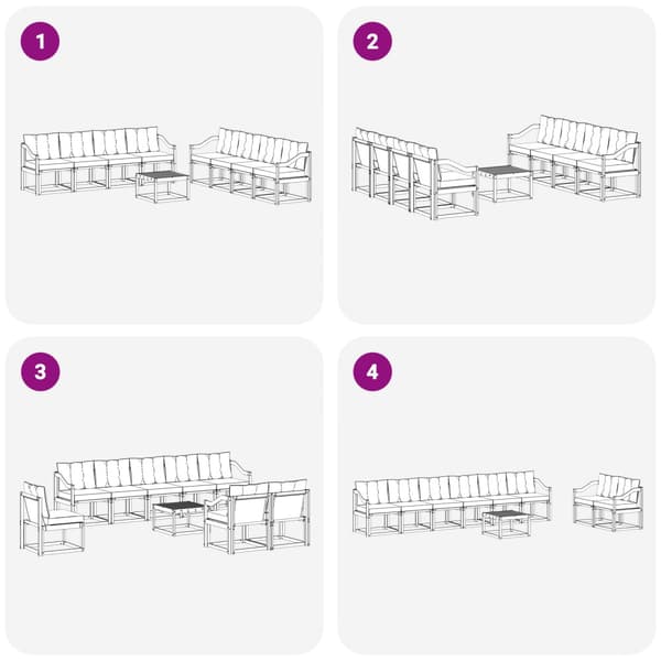 Utomhussoffset med kudde 9 pcs Vit och ljusgrå