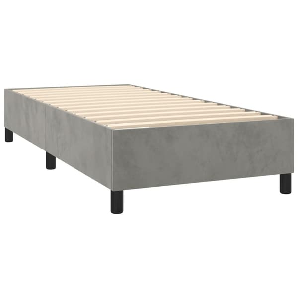 Ramsäng med madrass ljusgrå 100x200 cm sammet