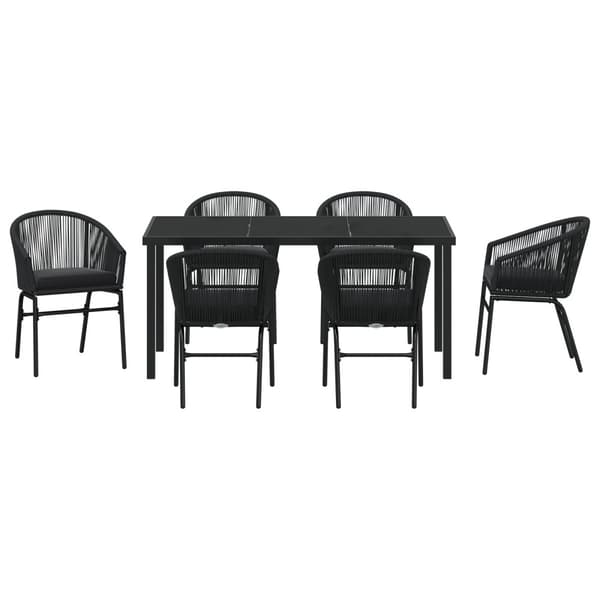Trädgårdsmöbelset 7 pcs Svart Pulverlackerat stål