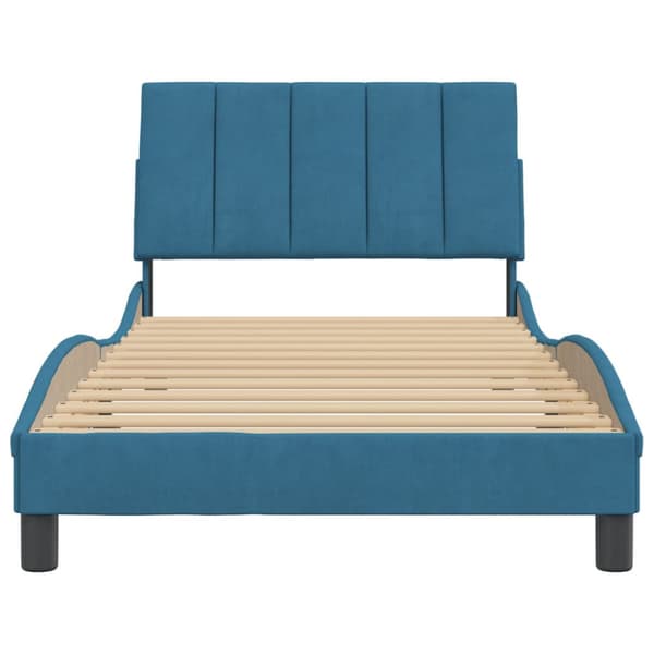 Bed Frame without Mattress "Hanko" Blue 100x200 cm Velvet