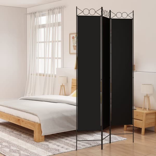 Rumsavdelare 3 paneler 120x220 cm svart tyg