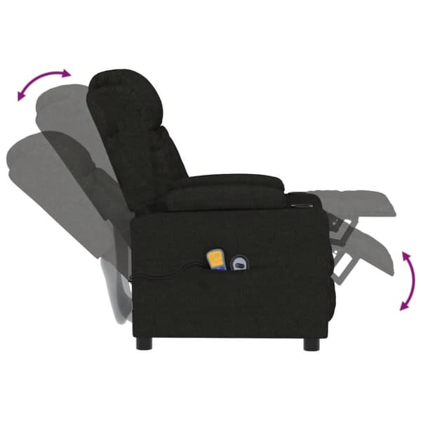 Elektrisk massagefåtölj svart tyg