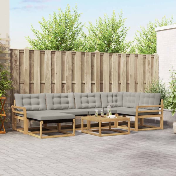 Utomhussoffset 7 pcs Vit och ljusgrå 79 x 79 x 37 cm