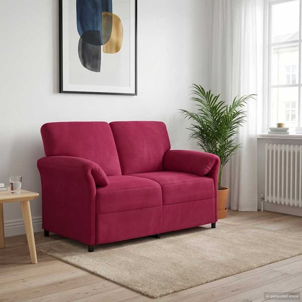 2-sits soffa Vinröd 138 x 83 x 95 cm Sammet