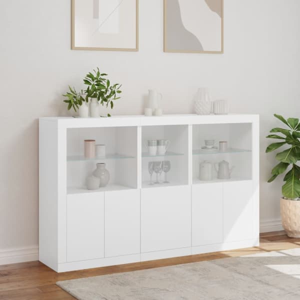 Skänk med LED-belysning vit 162x37x100 cm