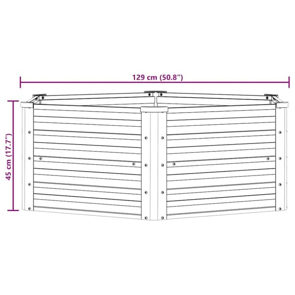 Odlingslåda upphöjd galvaniserat stål 129x45 cm silver