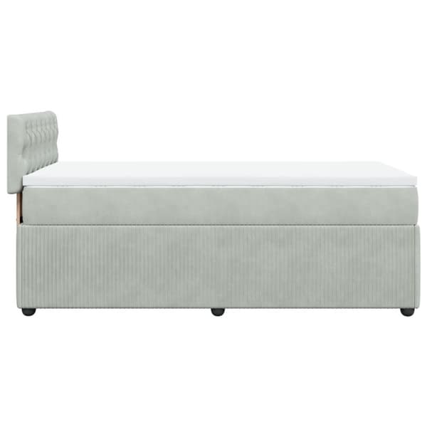 Ramsäng med madrass ljusgrå 90x200 cm sammet