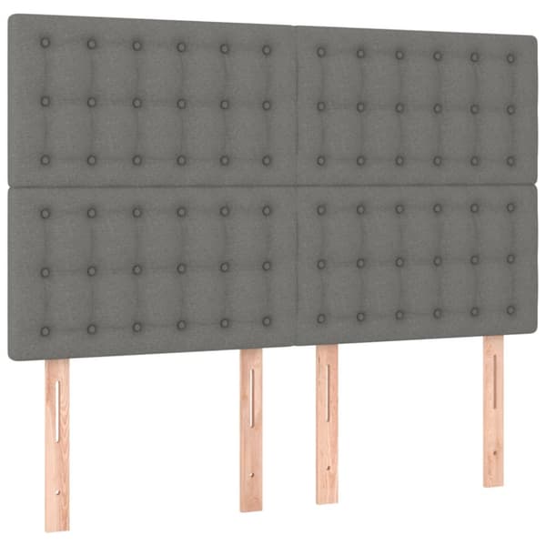 Sänggavel mörkgrå 144x5x118/128 cm tyg