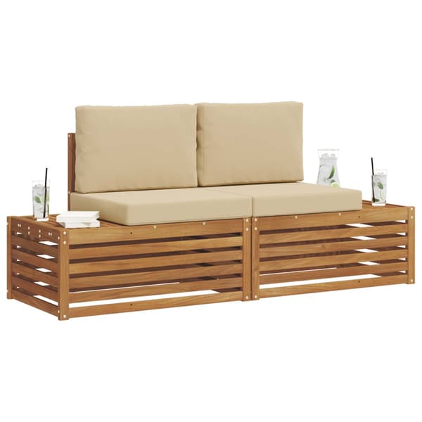 Utomhussoffset med kudde 2 Stycke Naturlig och Beige