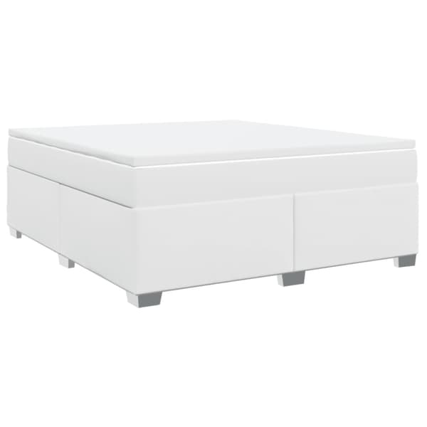 Ramsäng med madrass vit 180x200 cm konstläder