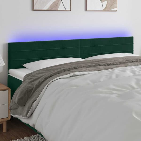 Sänggavel LED mörkgrön 180x5x78/88 cm sammet