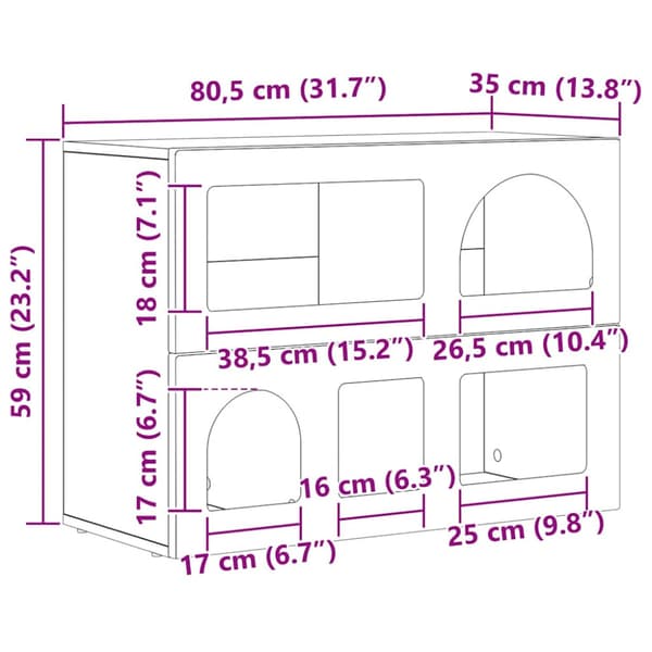 Sideboard Vit 80,5 x 35 x 59 cm Konstruerat trä