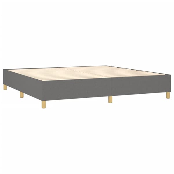 Ramsäng med madrass & LED mörkgrå 200x200 cm tyg