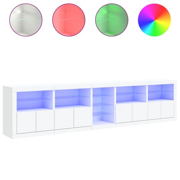 Skänk med LED-belysning vit 283x37x67 cm