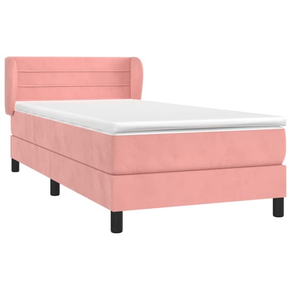 Ramsäng med madrass rosa 90x200 cm sammet