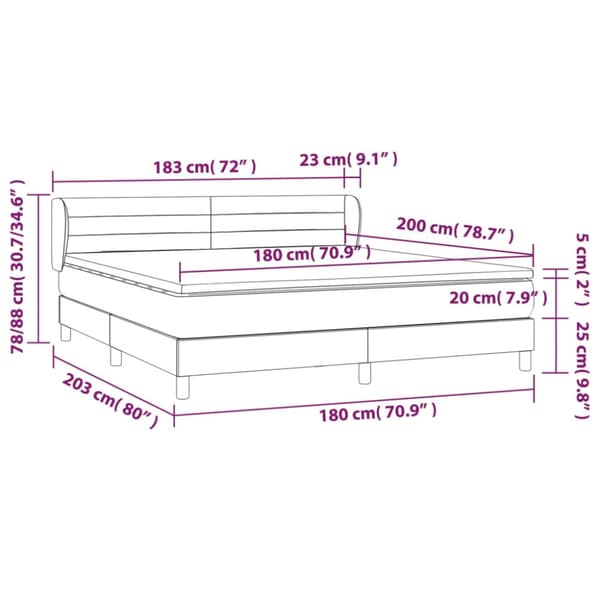 Ramsäng med madrass ljusgrå 180x200 cm sammet