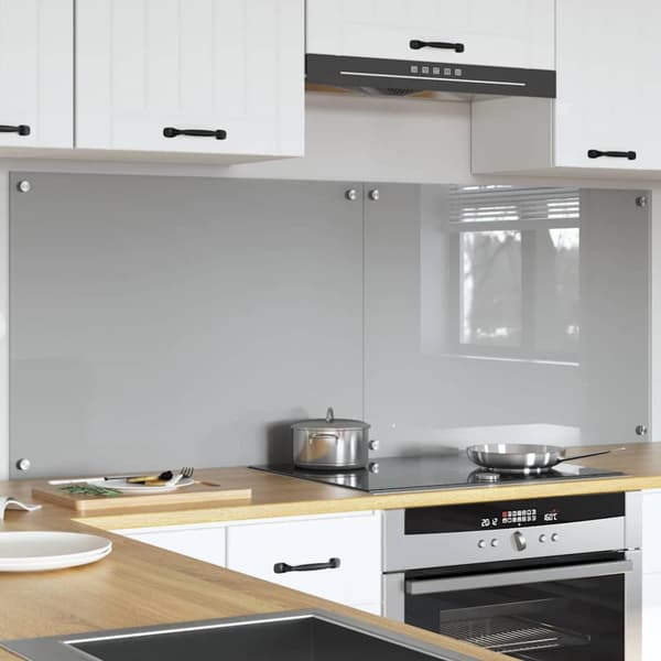 Köksskydd 2 pcs Ljusgrå 80 x 60 cm härdat glas