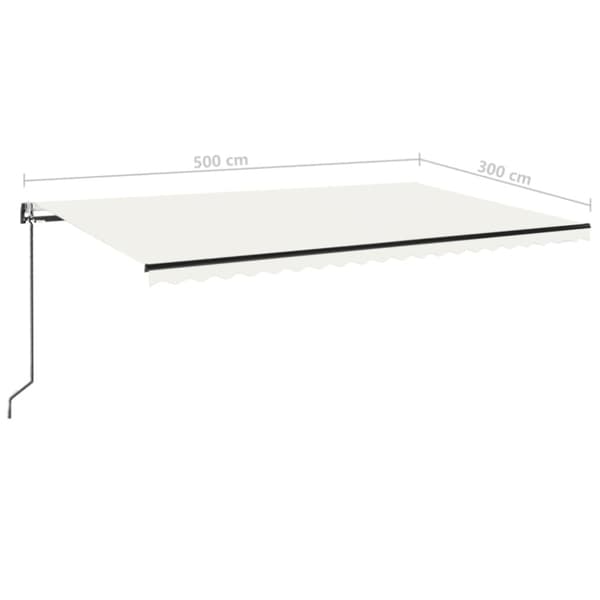 Automatisk markis med vindsensor & LED 500x300 cm gräddvit
