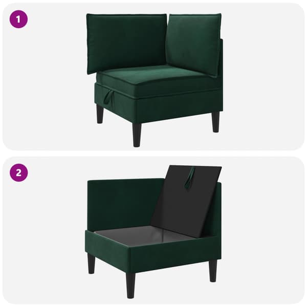 Soffa med förvaring Mörkgrön Sammet
