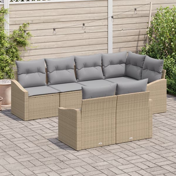 Soffset med kudde 7 pcs Beige konstrotting