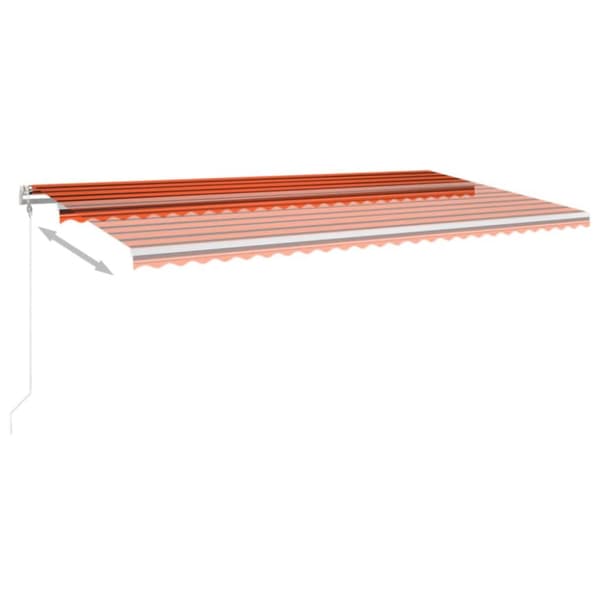 Automatisk markis med vindsensor & LED 600x300 cm orange/brun