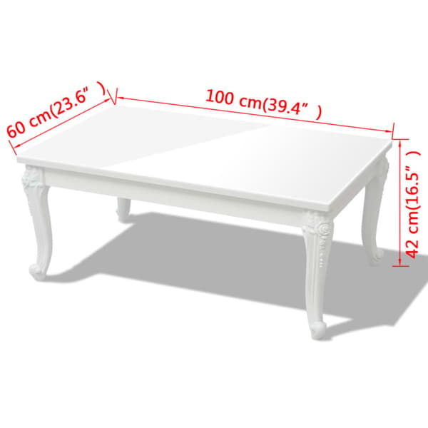 Soffbord 100x60x42 cm vit högglans