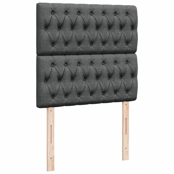 Ramsäng med madrass mörkgrå 90x190 cm tyg