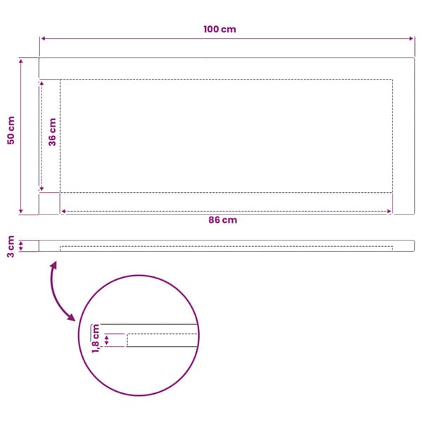 Rektangulärt Bordsskiva 100 x 50 x 3,5 cm Rektangulär Vit